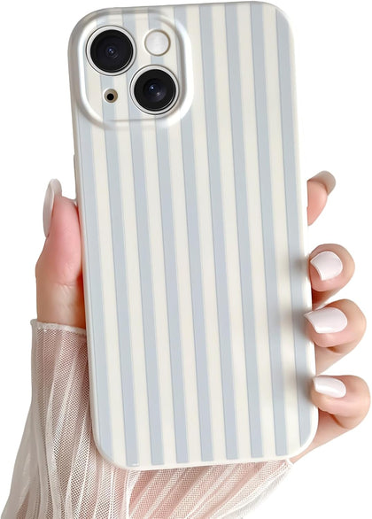 for iPhone 13 Case Cute Aesthetic Striped Phone Case for Women Girl Trendy Soft TPU Slim Shockproof Full Camera