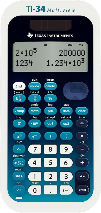 TI-34 MultiView Scientific Calculator | Intermediate, four-line calculator; Advanced fraction capabilities
