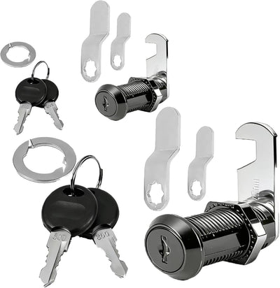 1-1/8"(Black) Cabinet Cam Lock Keyed,for Cabinet Desk Drawers, RV Box, Trailer, Full File Drawer Mailbox RV Storage