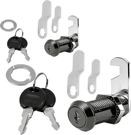 1-1/8"(Black) Cabinet Cam Lock Keyed,for Cabinet Desk Drawers, RV Box, Trailer, Full File Drawer Mailbox RV Storage