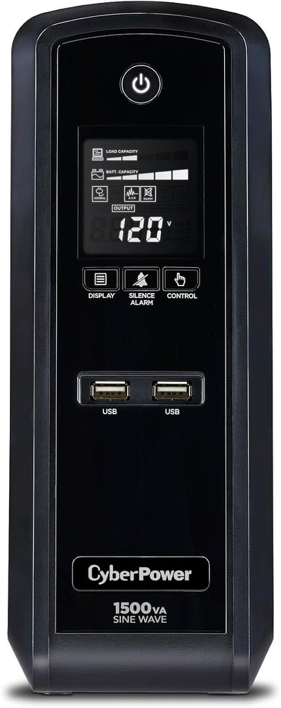 CST1500S Sine Wave UPS System | 1500VA/900W Battery Backup & Surge Protector, AVR, Line Interactive Mini-Tower, 8