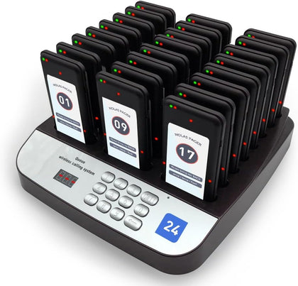 24-Count Pagers for Restaurant, Wide Cover Area Food Truck Waiting Beepers
