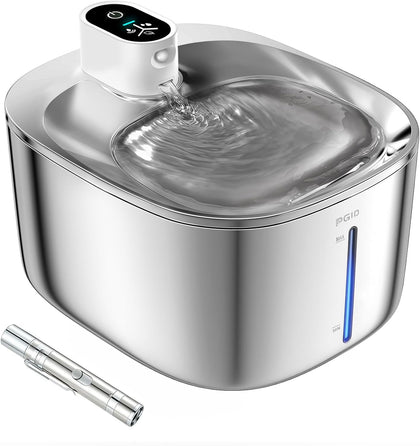 Wireless Cat Water Fountain Stainless Steel,4.2L Cordless Pet Fountains for Dringking,4000mah Battery Operated Cat