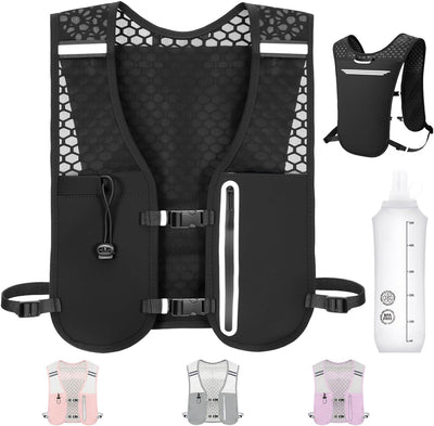 Running Hydration Vest, Adjustable Chest Straps Running Vest for Women Men with 500ml Soft Flask