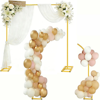 Square Balloon Arch Stand 6.6FT Metal Party Backdrop Stand 2-in-1 Dual-use