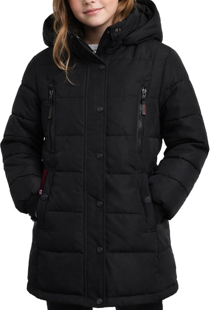 Girls Winter Coat - Stadium Length Wind & Water Resistant Quilted Puffer Parka Kids Insulated Outerwear