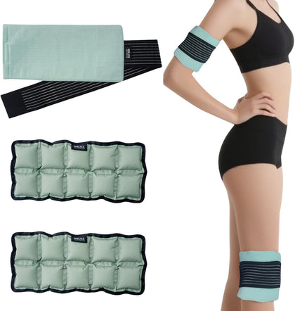 Ice Pack for Injuries Reusable (2-Pack) - Hot & Cold Therapy Gel Pack, Adjustable Cold Compress & Microwaveable Heat