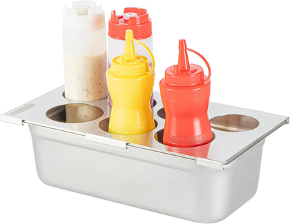 Squeeze Bottle Holder - 1 Count 12.795 x 7.087 x 0.394 Inches Stainless Steel Condiment Organizer - Durable