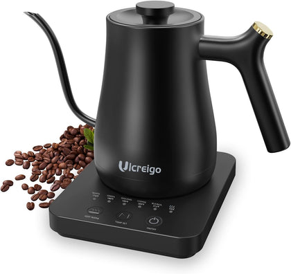 Gooseneck Electric Kettle,Ulcreigo Electric Kettle Temperature Control Tea Kettles for Boiling Water with 5 Variable