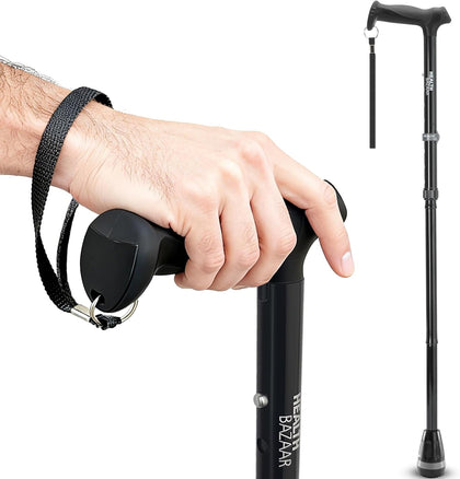 All Terrain Walking Cane for Men & Women, Lightweight, Foldable, Adjustable, Shock Absorption, Collapsible Walking