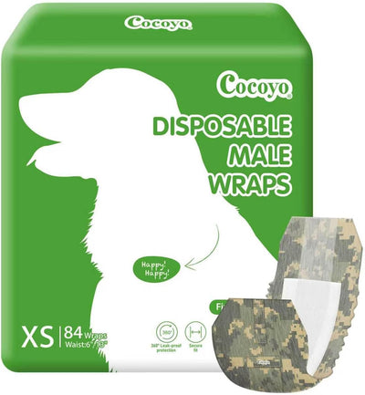 Disposable Male Dog Wraps, Extra Small Size, 84 Count, Super Absorbent, Breathable, Wetness Indicator