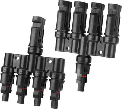 Solar T-Branch Connectors 4 to 1 Solar Panel Parallel Adapter,1Pair | Solar Y Splitter,Quick-Connect, 1 M to 4 F and