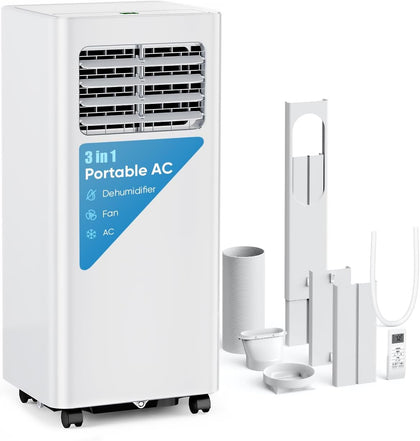 8,000 BTU Portable Air Conditioners - Cools 350 Sq.Ft, 3-in-1 Portable AC with Remote Control/Sleep Mode/24H Timer