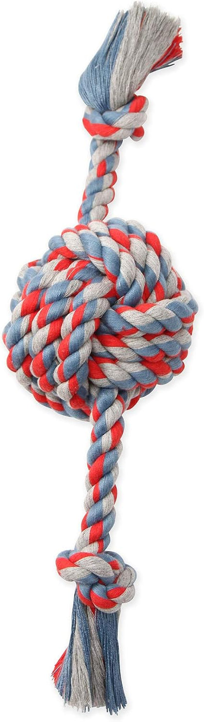 Flossy Chews Color Monkey Fist Ball with Rope Ends, Large, 18-Inch, multi (20096F)