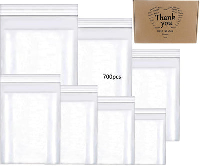 700pcs Small Plastic Bags 1.6x2.4" 2x3" 2.4x3.5" 2.7x4" 3x5" 3.5x5" 4x6" Mixed Sizes Resealable Poly Pouches Small
