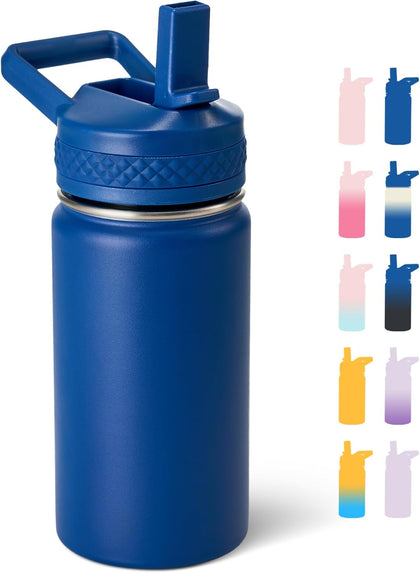12 oz Kids Water Bottle, Toddler Water Bottle with Straw, Boys&Girls Bottle for School, 304 Stainless Steel Vacuum