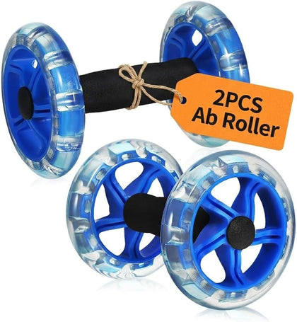 2-Pack Ab Roller Wheel, Dual Abdominal Exercise Equipment for Core Workout, Stable Fitness Training Device with