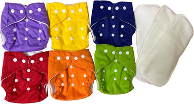 Reusable Cloth Diaper Set with Adjustable Snap Closure and Absorbent Inserts – Washable, Eco-Friendly, Multi-Color
