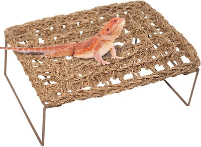 Bearded Dragon Hammock Reptile Tank Accessories Decor Basking Platform Metal Legs Bed Habitat for Lizard Leopard