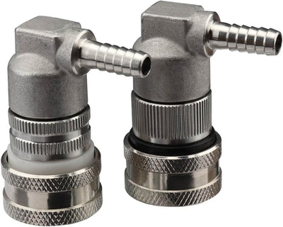 Ball Lock Disconnect, Gas & Liquid Corny Keg Fittings, MFL 1/4’’ Threaded with 5/16’’ Stainless Steel Barbed & Hose