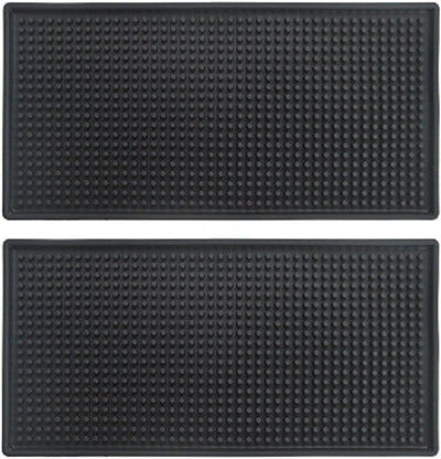 Rubber Service Bar Mat, Anti-slip12 x 6" Rubber Bar Spill Mat, 2 Pcs Premium PVC Pad for Kitchen, Restaurant