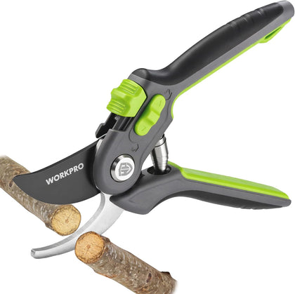 Bypass Pruning Shears for Gardening, 8" Garden Scissors with Dual-Size Opening for Thin & Thick Branches, Garden