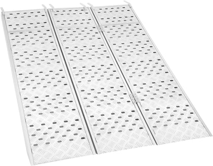 Aluminum Tri-Fold Trailer Ramps, 77" x 54" Heavy Duty Motorcycle Ramp 1500 lbs Folding Loading Truck Ramp with 4