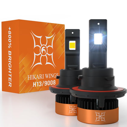 H13/9008 LED Foglight, 50000LM Pure White 6000K LED Bulbs, Plug & Play IP68 Waterproof Pack of 2