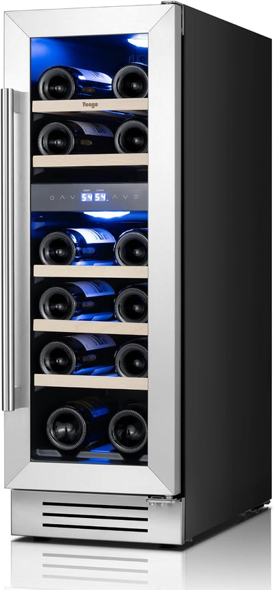 12 Inch Dual Zone Wine Fridge with 17 Bottle