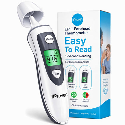 iProven Ear and Forehead Thermometer for Adults Kids and Baby - 2-in-1 Ear and Forehead, 1-Second Readings, Fever