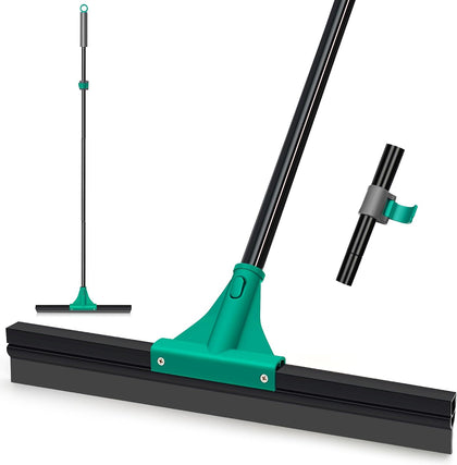 Floor Squeegee Heavy Duty with 58.3 inches Long Handle, Rubber Scraper Broom for Cleaning Foam Water on Garage