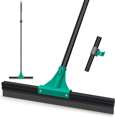 Floor Squeegee Heavy Duty with 58.3 inches Long Handle, Rubber Scraper Broom for Cleaning Foam Water on Garage