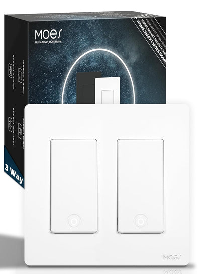 Zigbee 3 Way Light Switch 2 Gang. Require Neutral Wire | Smart Wall Switches Single Pole, Support Remote Control