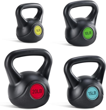 Hard Kettlebell Set, Strength Training Kettlebells Sets | Durable Concrete Core, HDPE Shell, Multi-Level Workout
