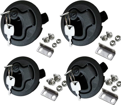 4 PCS Flush Pull Hatch Latch Round Slam Latch for RV Boat Deck 1/4" Door Cabinet Door Locking Style Marine Flush Pull Latch Black
