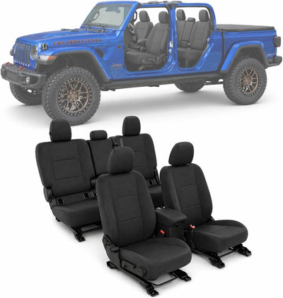 Holda Neoprene Front + Rear Seat Covers for 2020-2026 Jeep Gladiator, Black