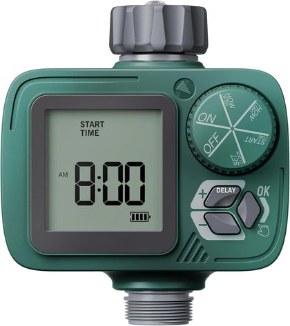 Sprinkler Timer, Programmable Hose Timer with Automatic Watering System | Digital Water Timer with Rain Delay &