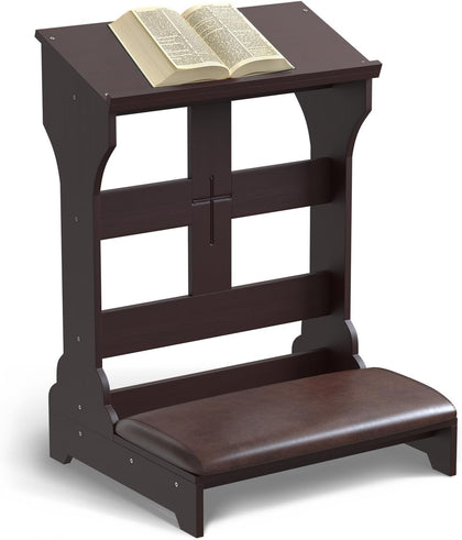 Prayer Kneeler Bench, Wooden Kneelers for Praying with Cushion Pad