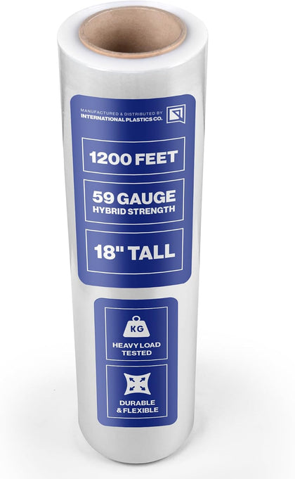 18" Plastic Stretch Film Wrap 1200 feet 500% Stretch Ability