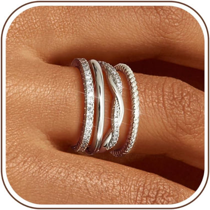 Stackable Rings for Women Non Tarnish Dainty 14K Gold Plated Stackable Thin Rings Cubic Zirconia Thumb Ring Set