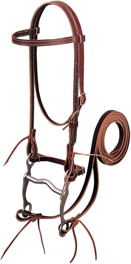 Weaver Leather Latigo Leather Browband Bridle with Single Cheek Buckle Burgundy, Horse