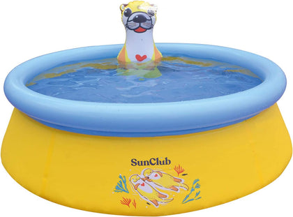 Sun Club 5 Foot 2 Person Outdoor Above Ground Blow Up Inflatable Kiddie Swimming Pool with 3D Sea Otter Spray