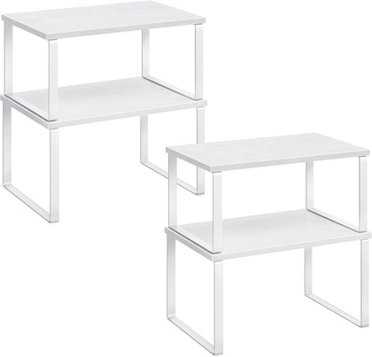 SONGMICS Cabinet Organizer Shelf, Set of 4 Kitchen Counter Shelves, Kitchen Storage, Spice Rack, Stackable