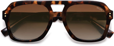 Retro Thick Polarized Aviator Sunglasses for Women Men, Large Trendy Bold Square Pilot Shades SJ2385
