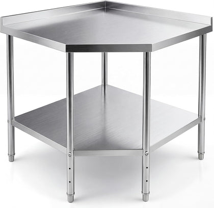 36" x 36" Stainless Steel Corner Work Table Food Prep Tables for Commercial Kitchen Metal Heavy Duty Cooking Chef