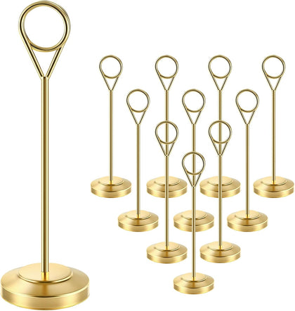 12 Pcs Gold Table Number Holders, 6 Inch Tall Place Card Holders for Table, Sturdy Photo Picture Holders with