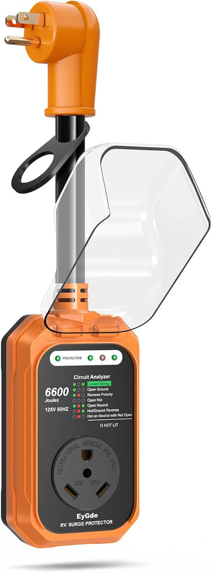 RV Surge Protector 15 Amp to 30 Amp Waterproof, RV Circuit Analyzer with with Full Electrical Protection, Power 15Amp
