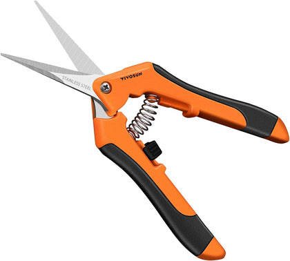 Gardening Hand Pruner Pruning Shear with Straight Stailess Steel Blades (2Pack Orange)