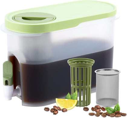 1 Gallon Cold Brew Coffee Maker with Stainless Steel Mesh Filter and Spigot | Ultra Fine Mesh, Iced Coffee Pitcher