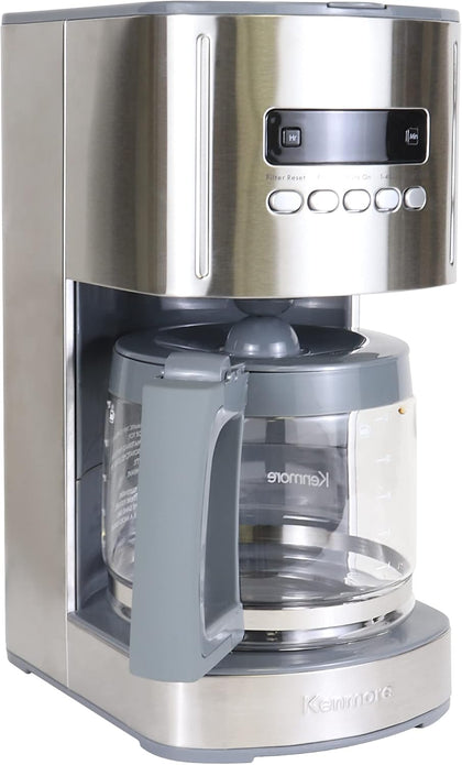 Kenmore Drip Coffee Maker - 12 Cup Programmable Cafe Machine With Glass Pot, Regular & Bold Brew, Auto Shut Off Large